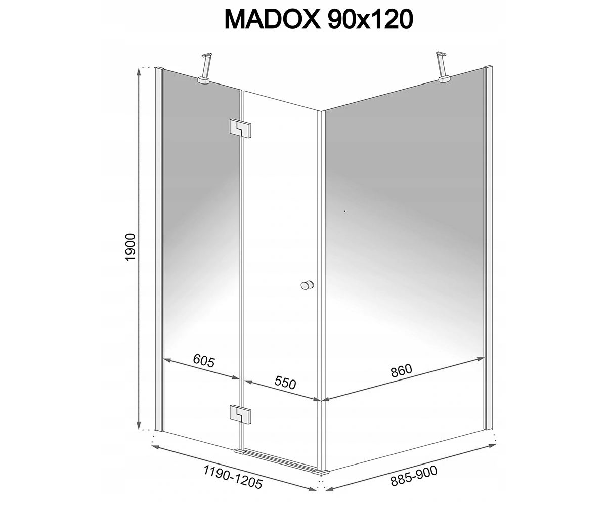 Прямоугольная кабинка 90х120 см  MADOX REA-K5630:Чертеж 