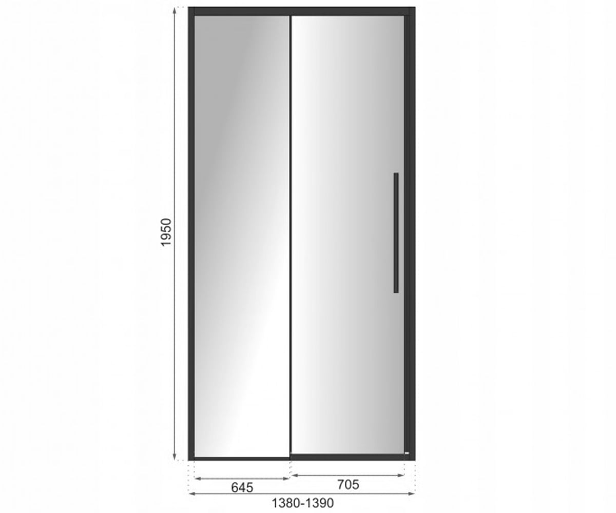 Раздвижная дверь 140х195 см  SOLAR BLACK REA-K6359:Чертеж 