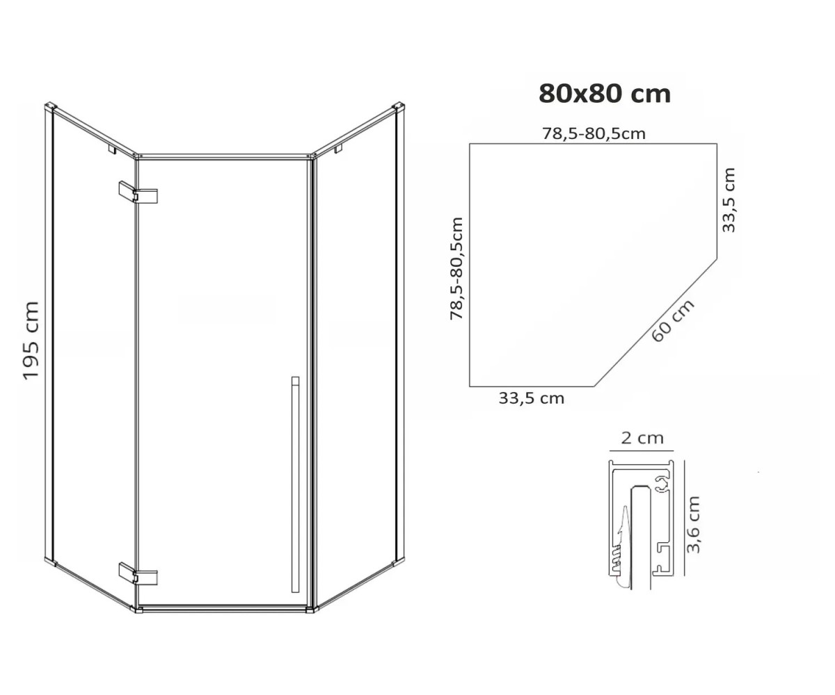 Угловая душевая кабина  DIAMOND REA-K6900:Чертеж 