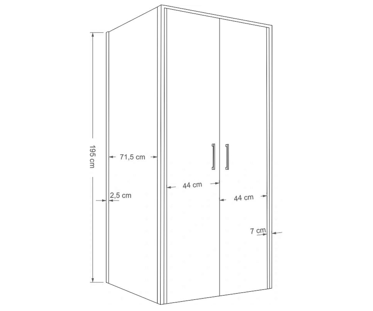 Кабинка прямоугольная 80х100 см  QUEST REA-K8011:Чертеж 