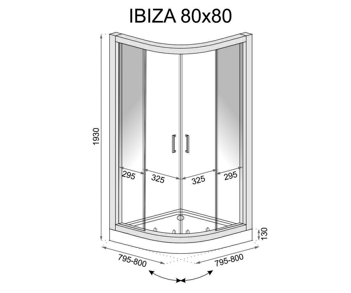 Кабинка с поддоном 80х80 см  IBIZA REA-K8900:Чертеж 