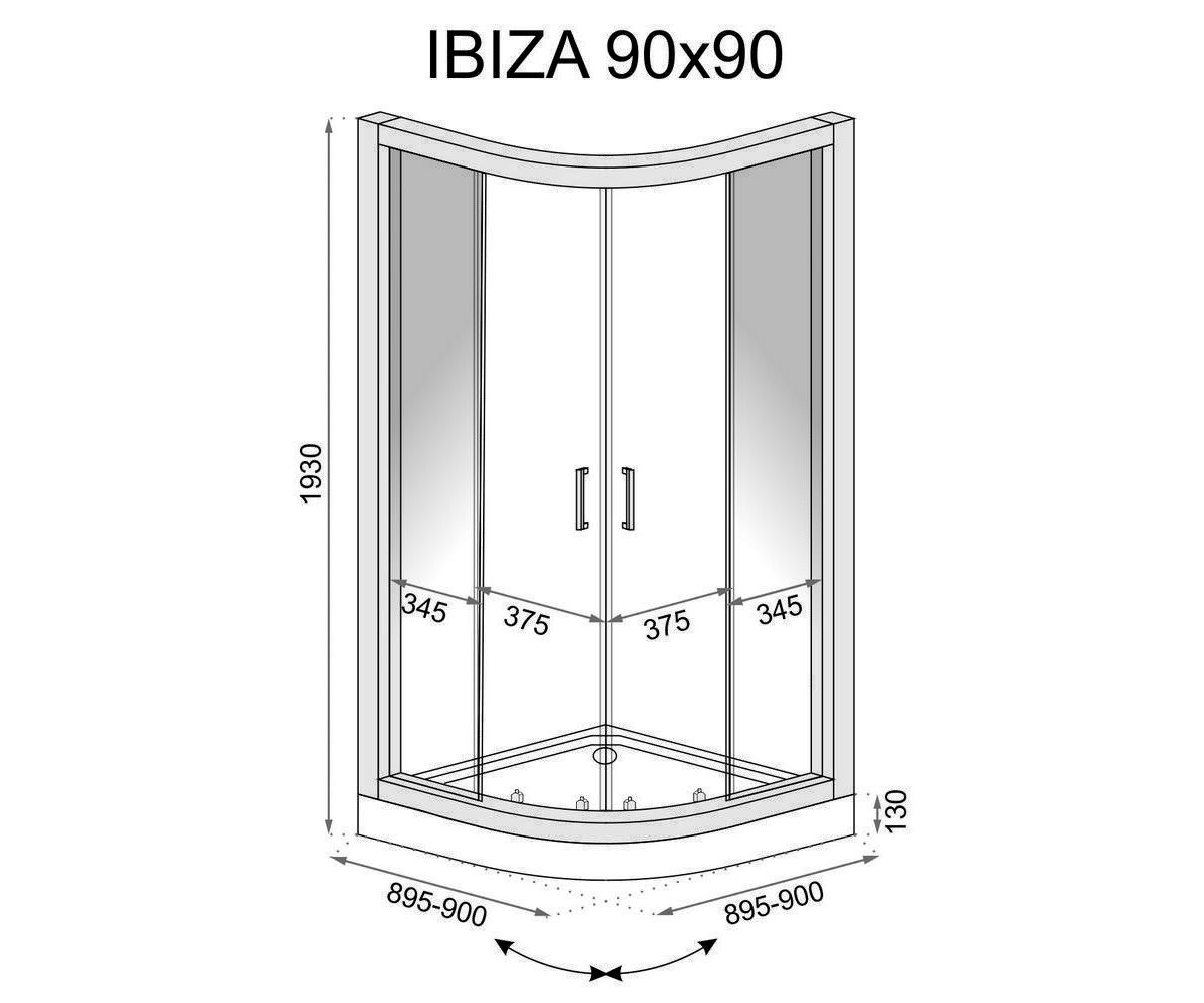 Кабинка с поддоном 90х90 см  IBIZA REA-K8901:Чертеж 