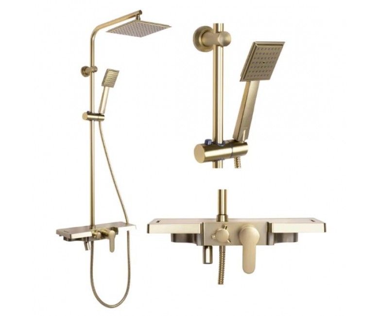 Душевой гарнитур REA BRAVO BRUSHED GOLD матовое золото с изливом REA  REA-P4121 REA-P4121