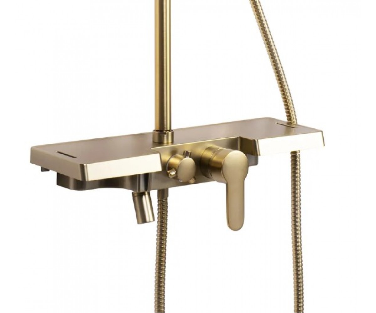 Душевой гарнитур REA BRAVO BRUSHED GOLD матовое золото с изливом  REA-P4121:Фото 2
