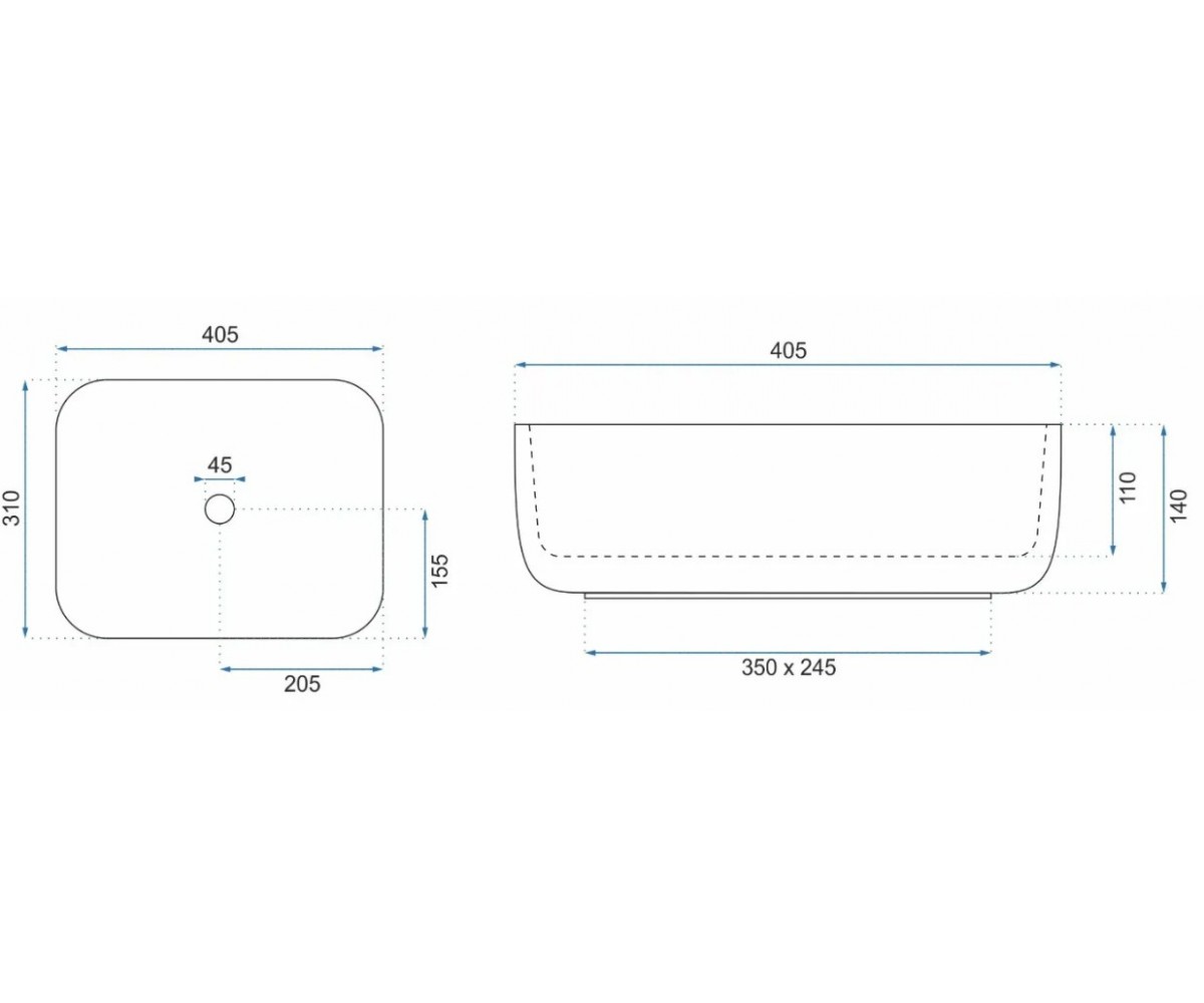 Керамическая раковина  DEMI MINI WHITE REA-U5064:Чертеж 