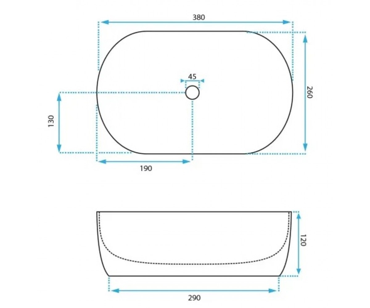 Керамическая накладная раковина  AMELIA MINI REA-U9109:Чертеж 