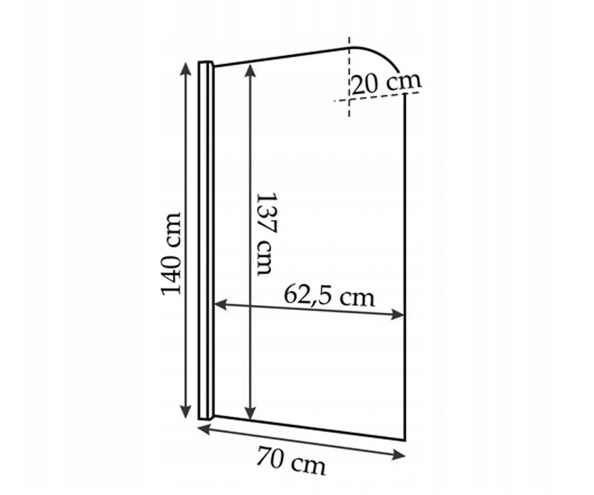 Ширма для ванны 70х140 см  TOPAZ REA-W0087:Чертеж 