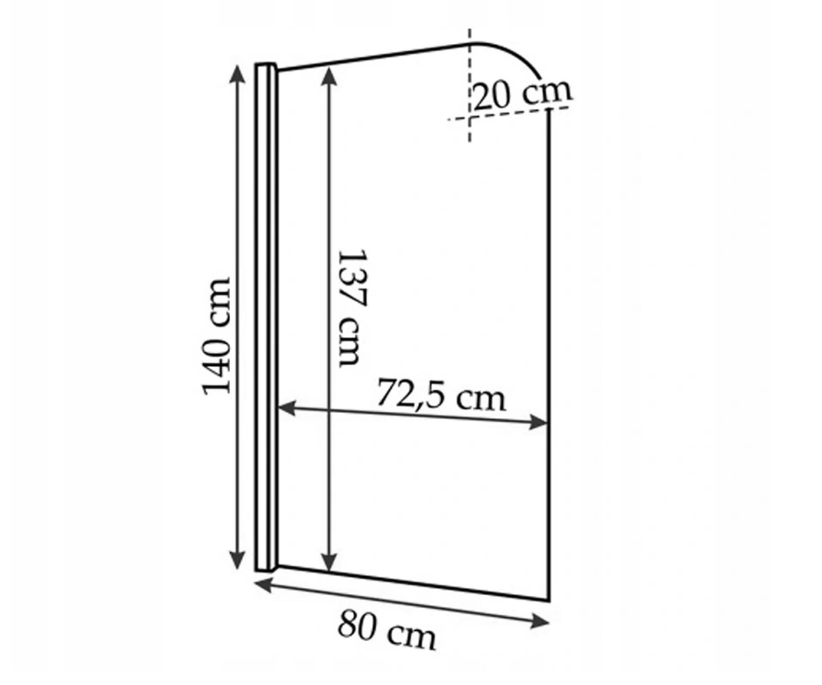Ширма для ванны 80х140 см  TOPAZ REA-W0088:Чертеж 