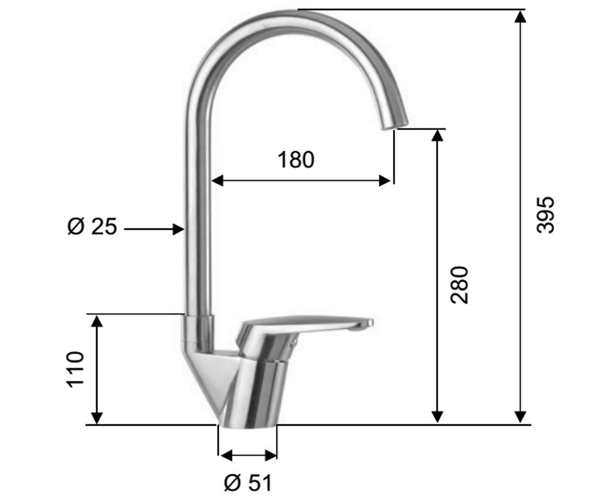 Стальной смеситель  304 INOX 304 T42:Чертеж 