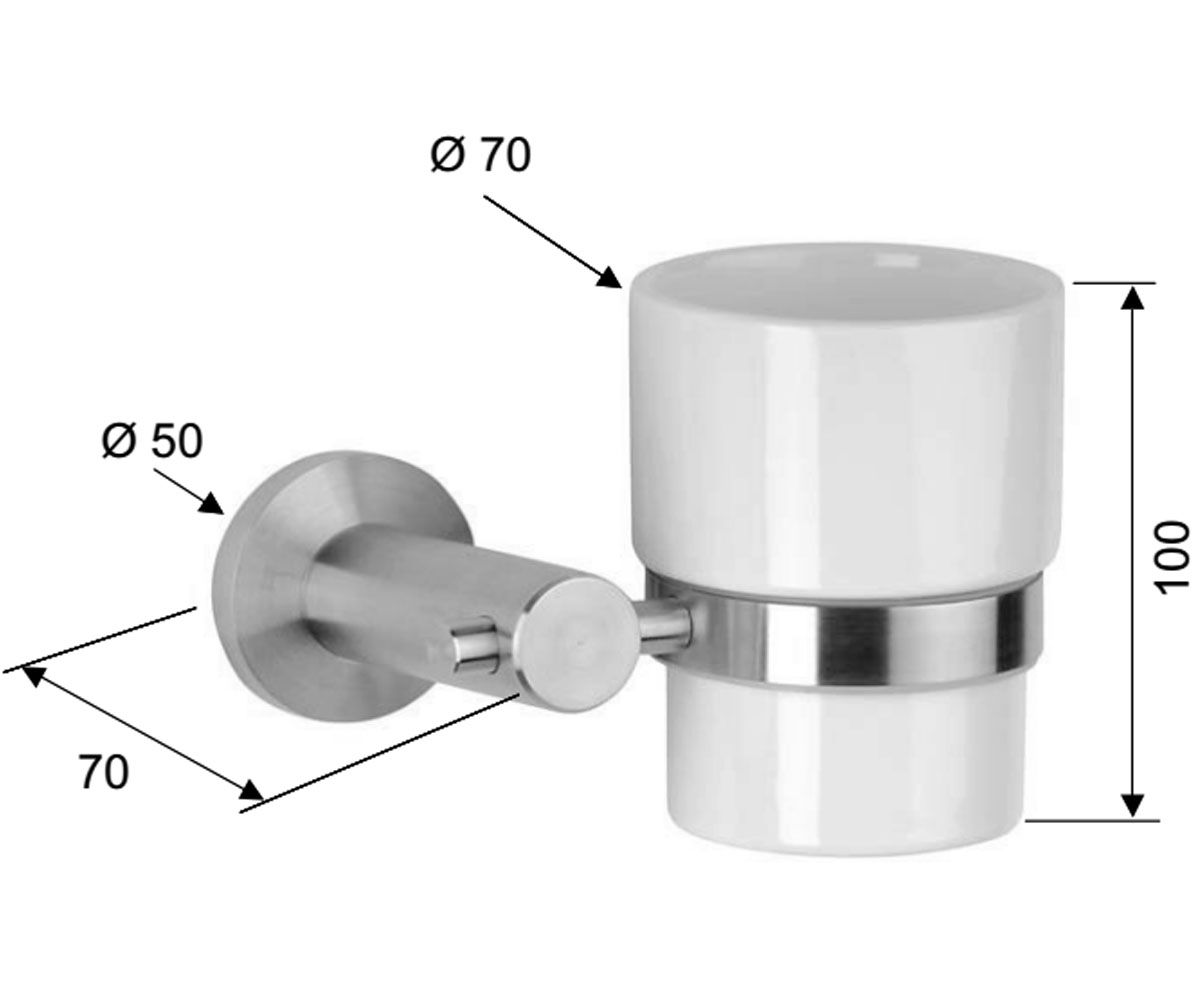 Стакан керамический  MINIMAL INOX MI 15 INOX:Чертеж 