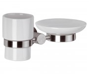 Подвійний тримач з аксесуарами REMER MINIMAL INOX MI 17 INOX