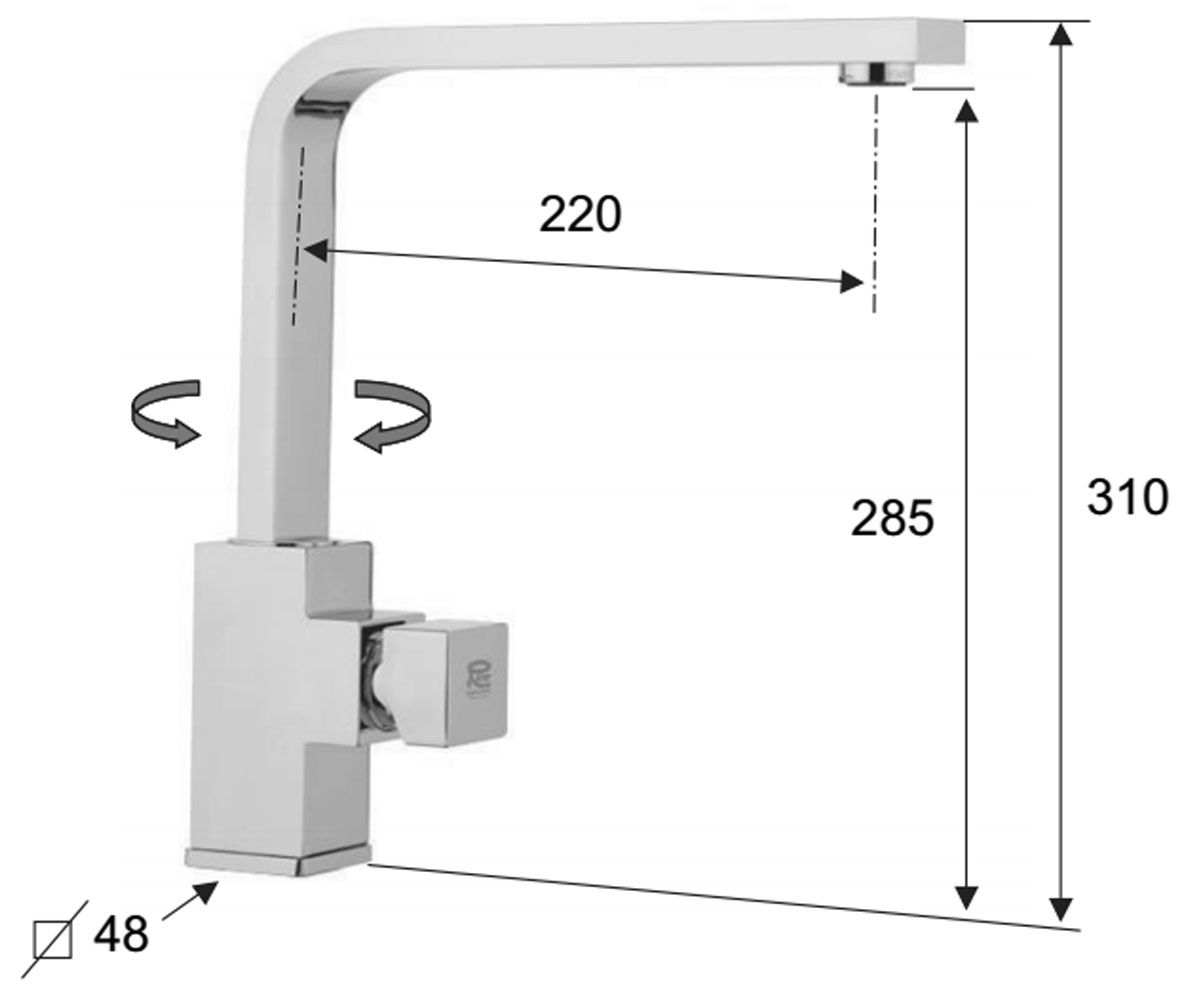 Кухонный смеситель  SQUARE S42U:Чертеж 