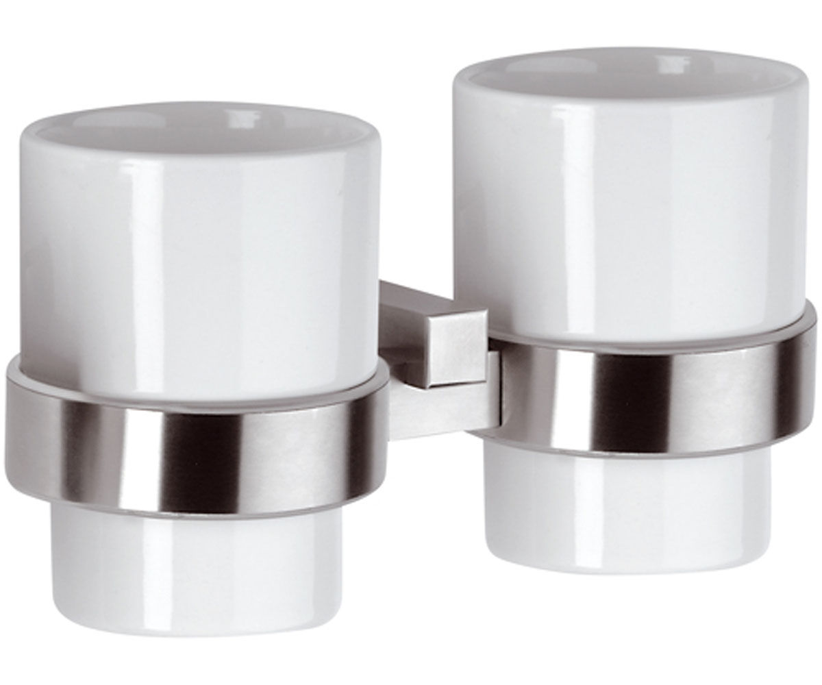 Подвійний тримач зі склянками REMER SQ INOX SQ16 INOX SQ16 INOX