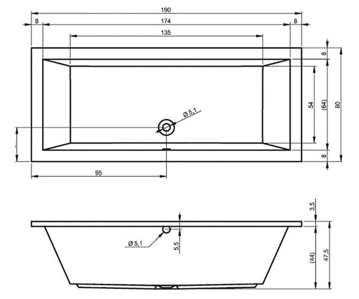 Акриловая ванна  LUSSO B015001005:Чертеж 
