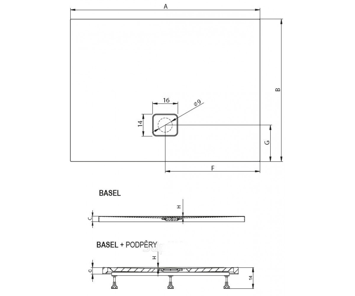 Поддон душевой  BASEL D005017304:Чертеж 
