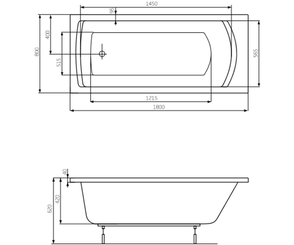 Ванна из акрила  LINEA A24T058000:Чертеж 