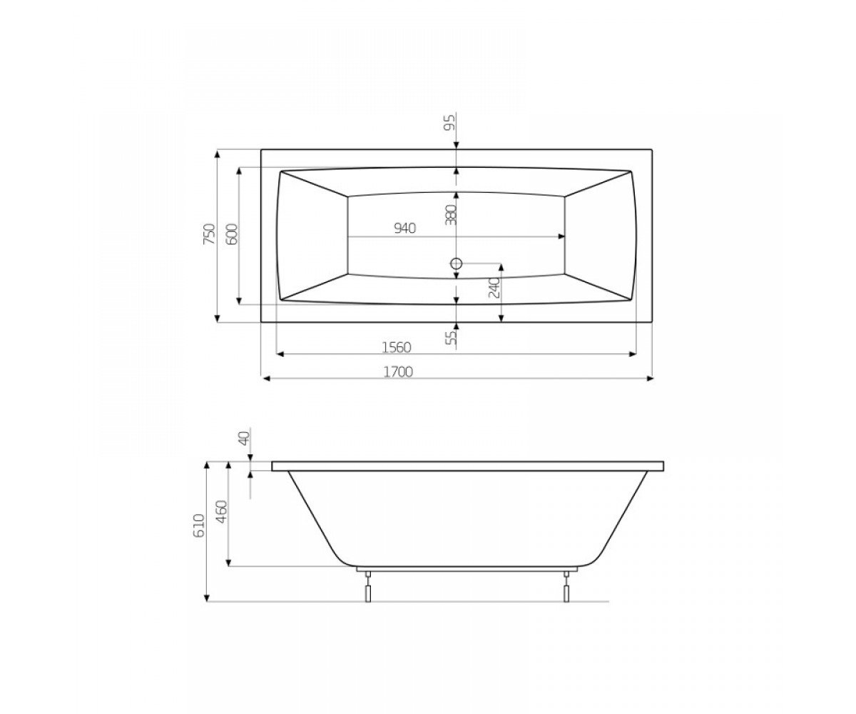 Ванна акриловая  VITA A24T066000:Чертеж 