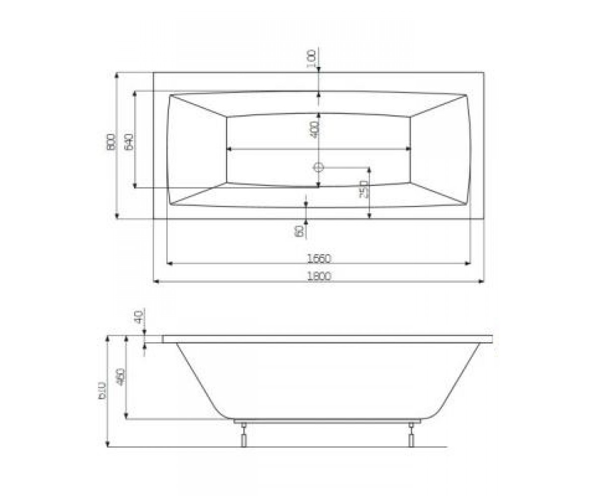 Ванна 1800х800  VITA A24T074000:Чертеж 