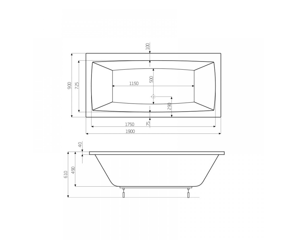 Ванна 1900х900  VITA A24T090000:Чертеж 