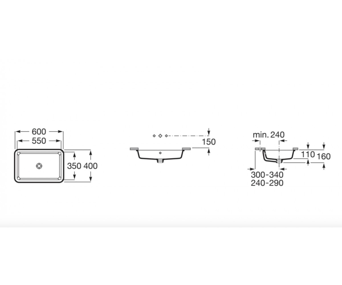 Раковина под столешницу  GAP Square A3270YF000:Чертеж 