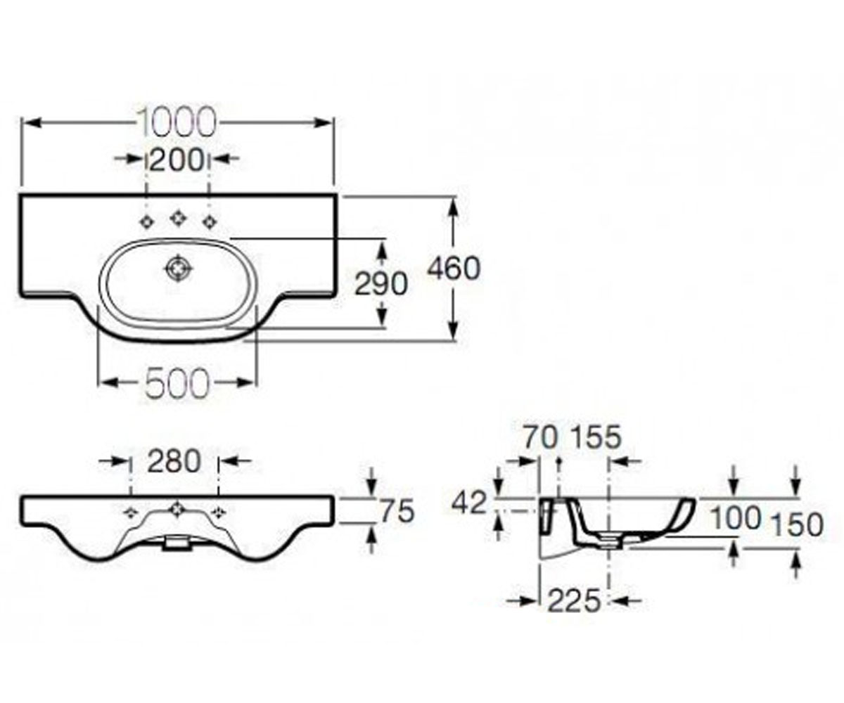Раковина подвесная  MERIDIAN-N A32724B000:Чертеж 