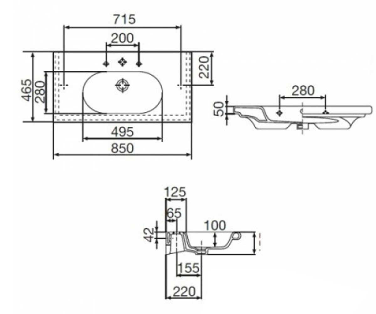 Раковина накладная  MERIDIAN N A32724M000:Чертеж 