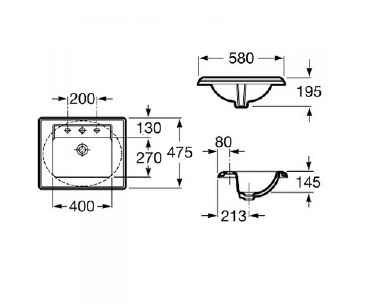 Умывальник врезной  AMERICA A327495000:Чертеж 