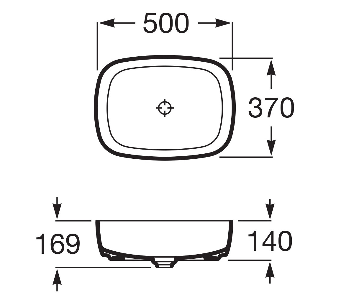 Умывальник накладной 50 см  INSPIRA SOFT A327500640:Чертеж 