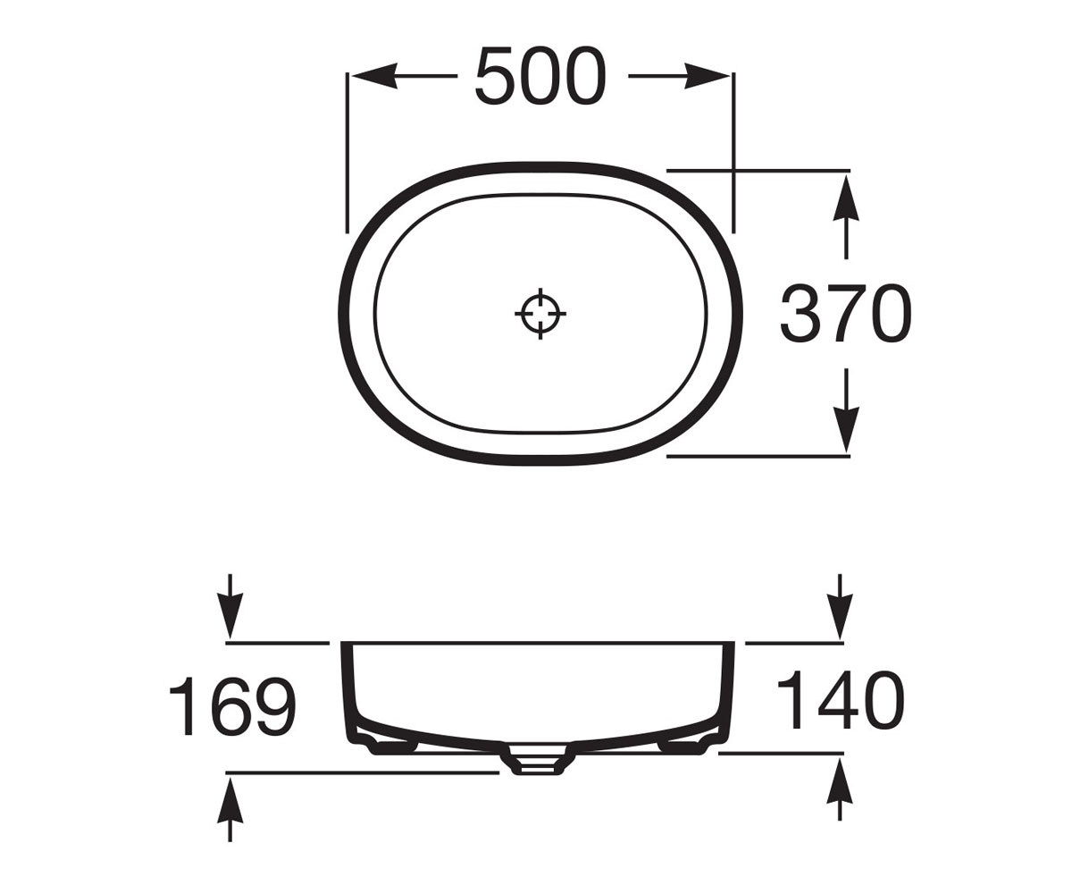 Раковина накладная 50 см  INSPIRA ROUND A327520650:Чертеж 