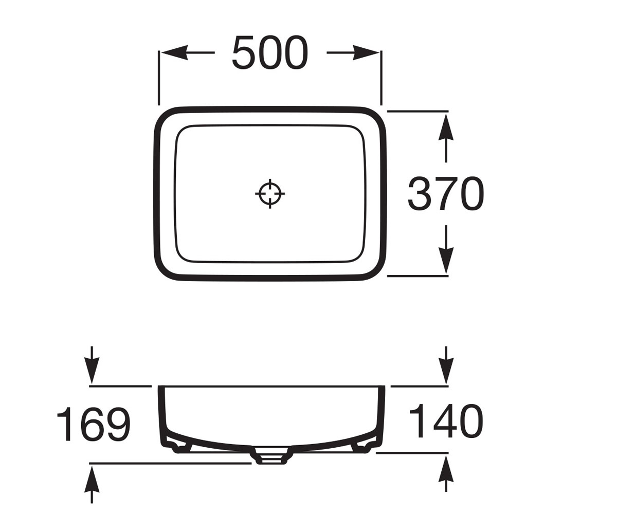 Раковина накладная 50 см  INSPIRA SQUARE A327530640:Чертеж 