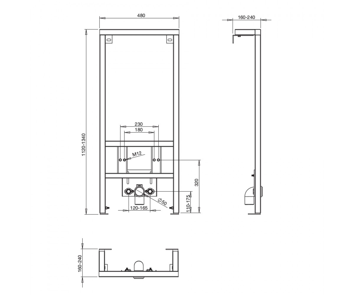 Биде с инсталляцией  GAP A357476000+A890071000:Чертеж 
