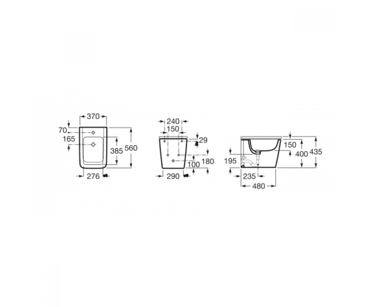 Биде напольное  INSPIRA SQUARE A357537000:Чертеж 