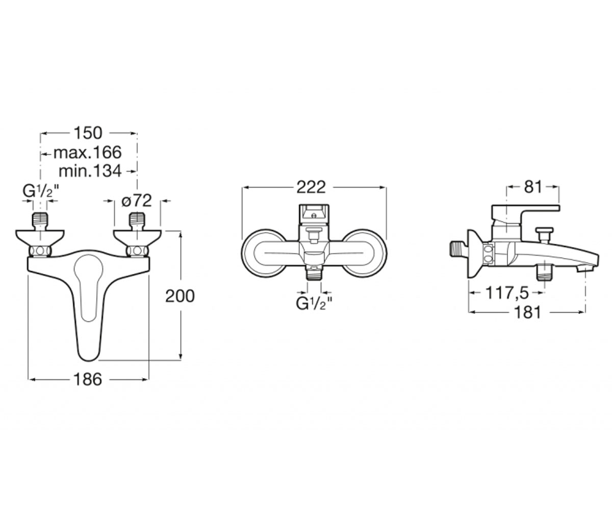 Смеситель для ванны  AROLA A5A026AC0K:Чертеж 