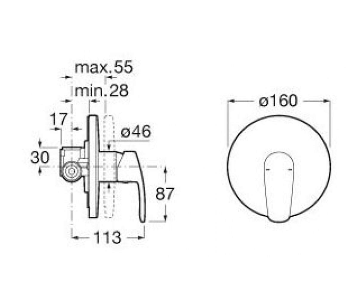 Смеситель для душа  MONODIN-N A5A2298C00:Чертеж 