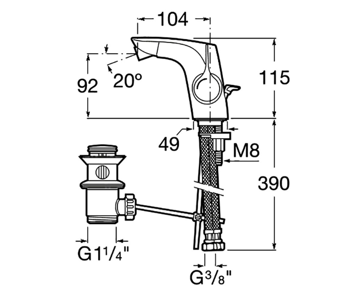 Смеситель с клапаном  INSIGNIA A5A603AC00:Чертеж 