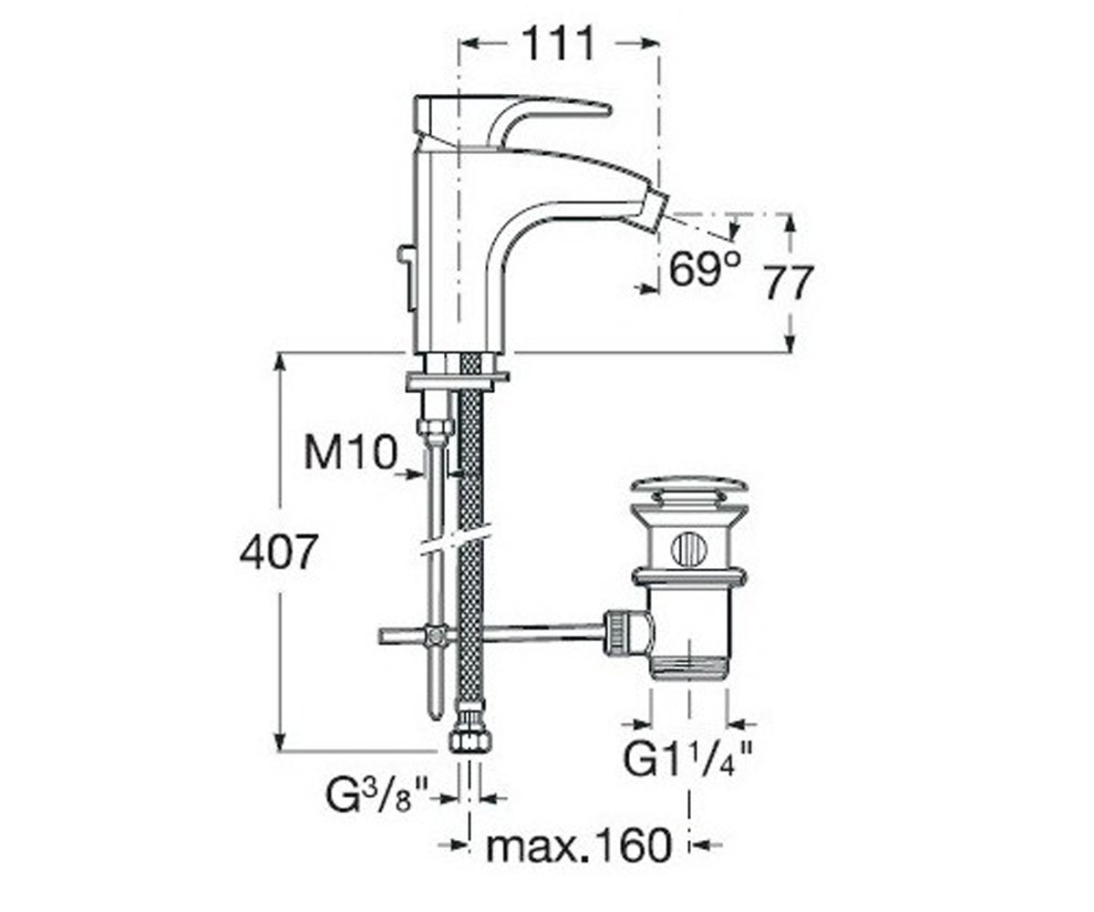 Смеситель с донным клапаном  THESIS A5A6050C00:Чертеж 