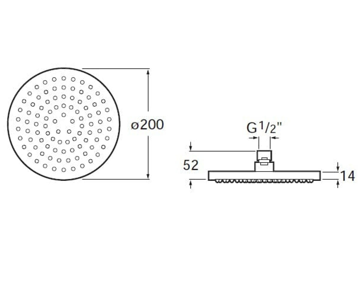 Душевая головка 20 см  RAINSENSE A5B2150C00:Чертеж 