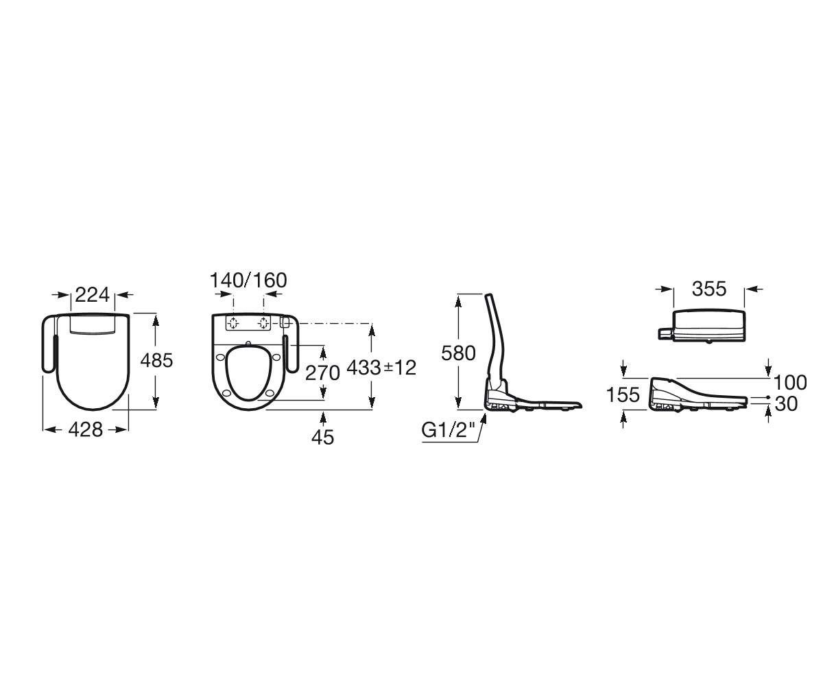 Сиденье с функцией биде  MULTICLEAN 2.2 A804001001:Чертеж 