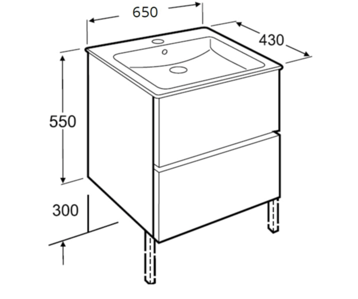 Тумба с раковиной 65 см  CUBE A85119B806:Чертеж 