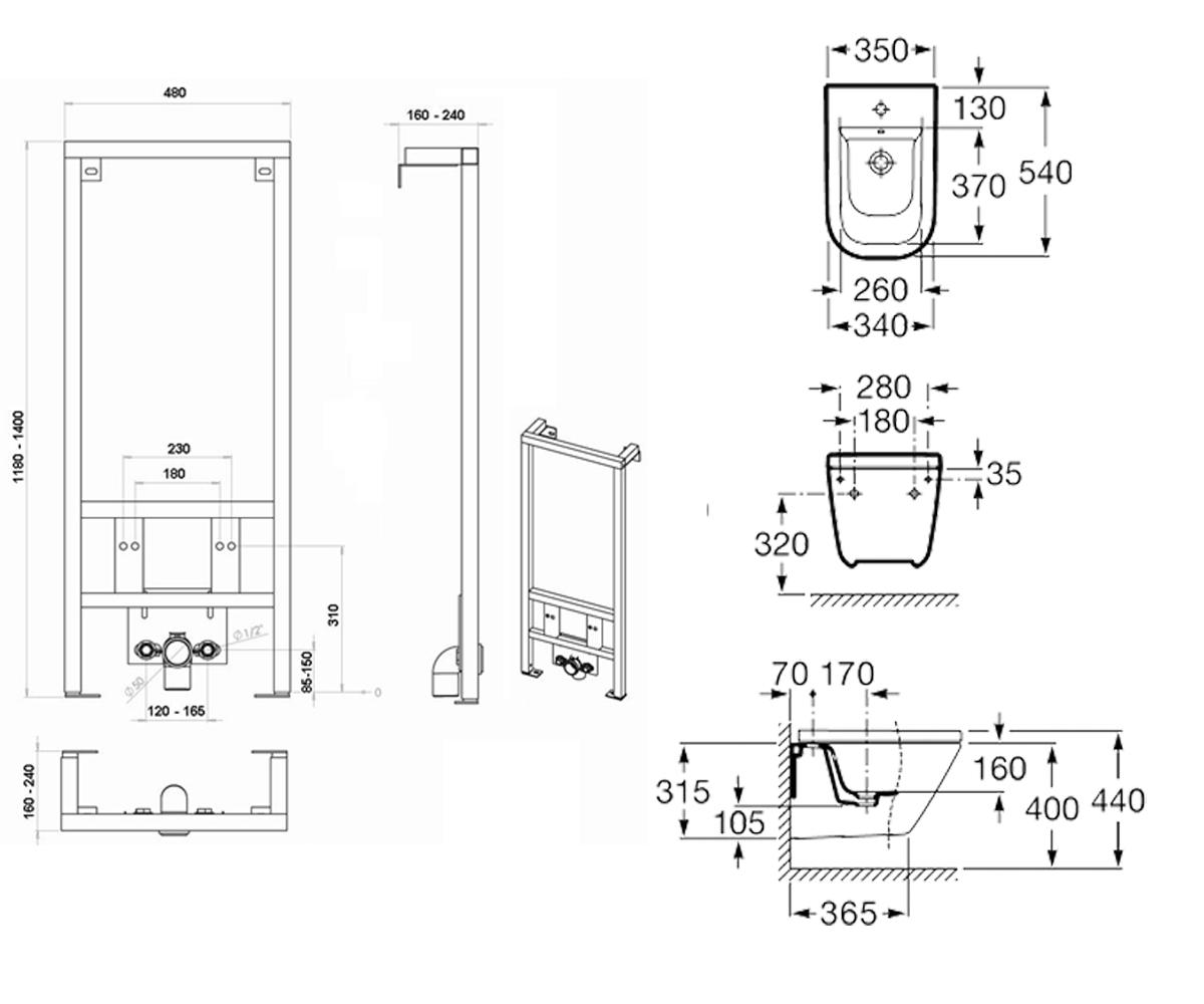 Комплект с биде  GAP A890071000+A357475000:Чертеж 
