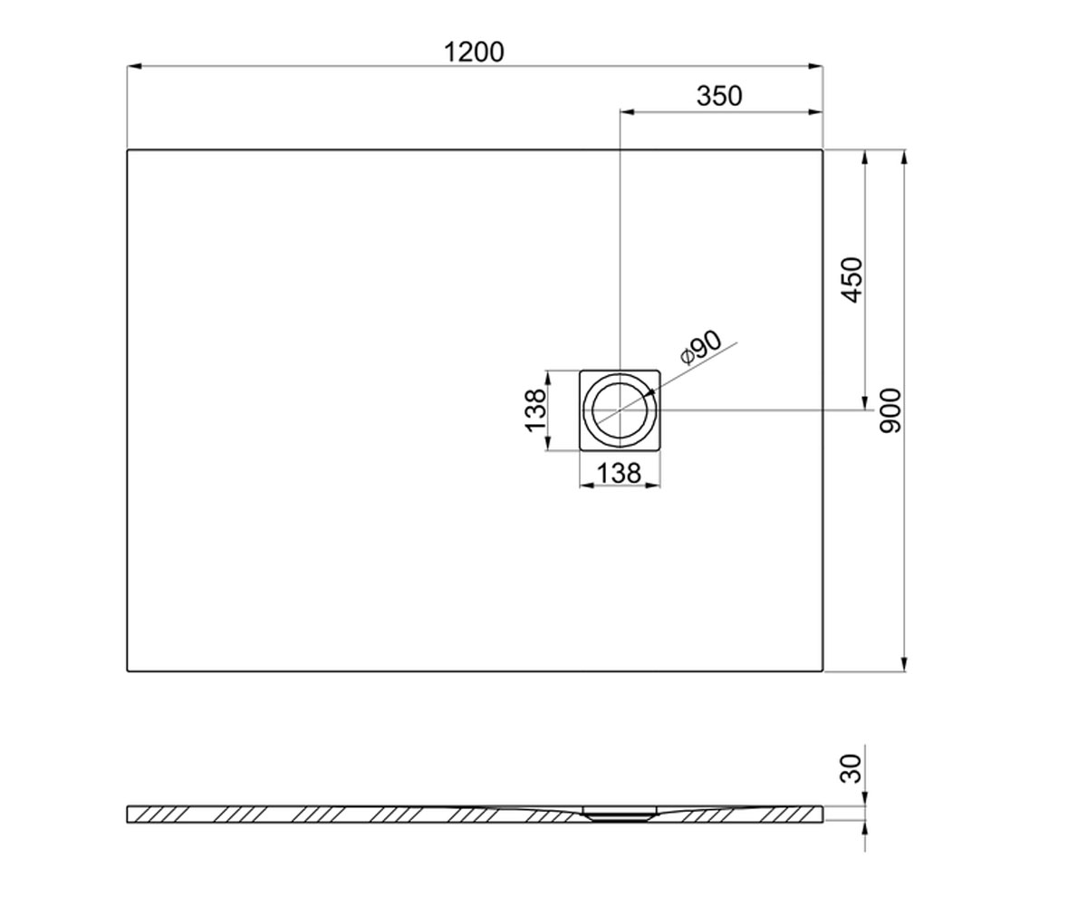 Поддон композитный 120х90 см  IGNIS AP7014B038401100:Чертеж 