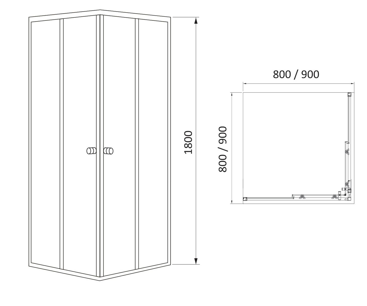 Душевая кабина 90х90 см  VELUM 90RZ082:Чертеж 