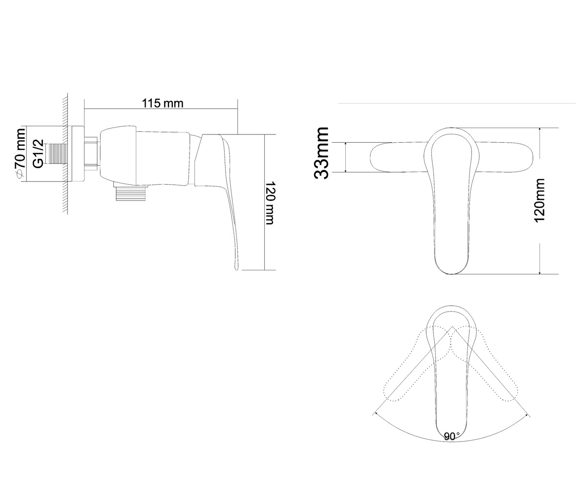 Смеситель с душевым набором  JET RBZ071-5:Чертеж 