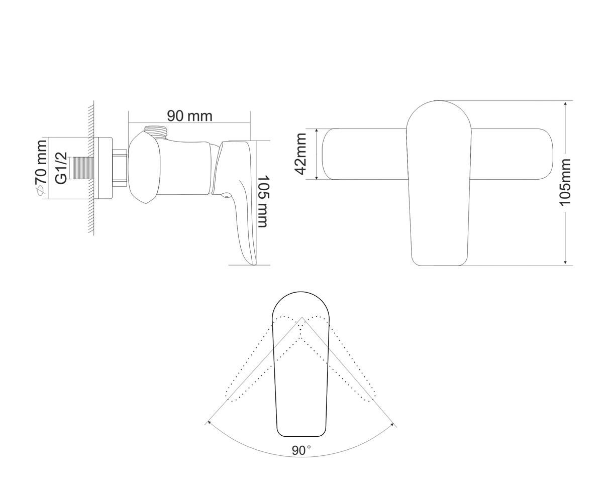 Смеситель с душевым набором  VELUM RBZ082-5:Чертеж 