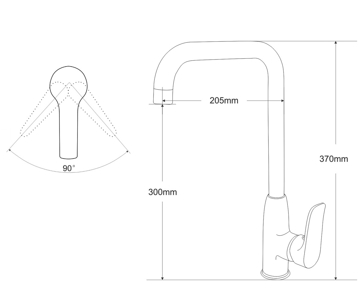 Смеситель для кухни  VELUM RBZ082-8M:Чертеж 