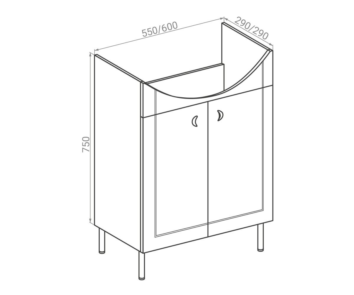 Напольная тумба с раковиной  FORTUNA FORT-B RJFU010-0155WH+K667-024:Фото 2