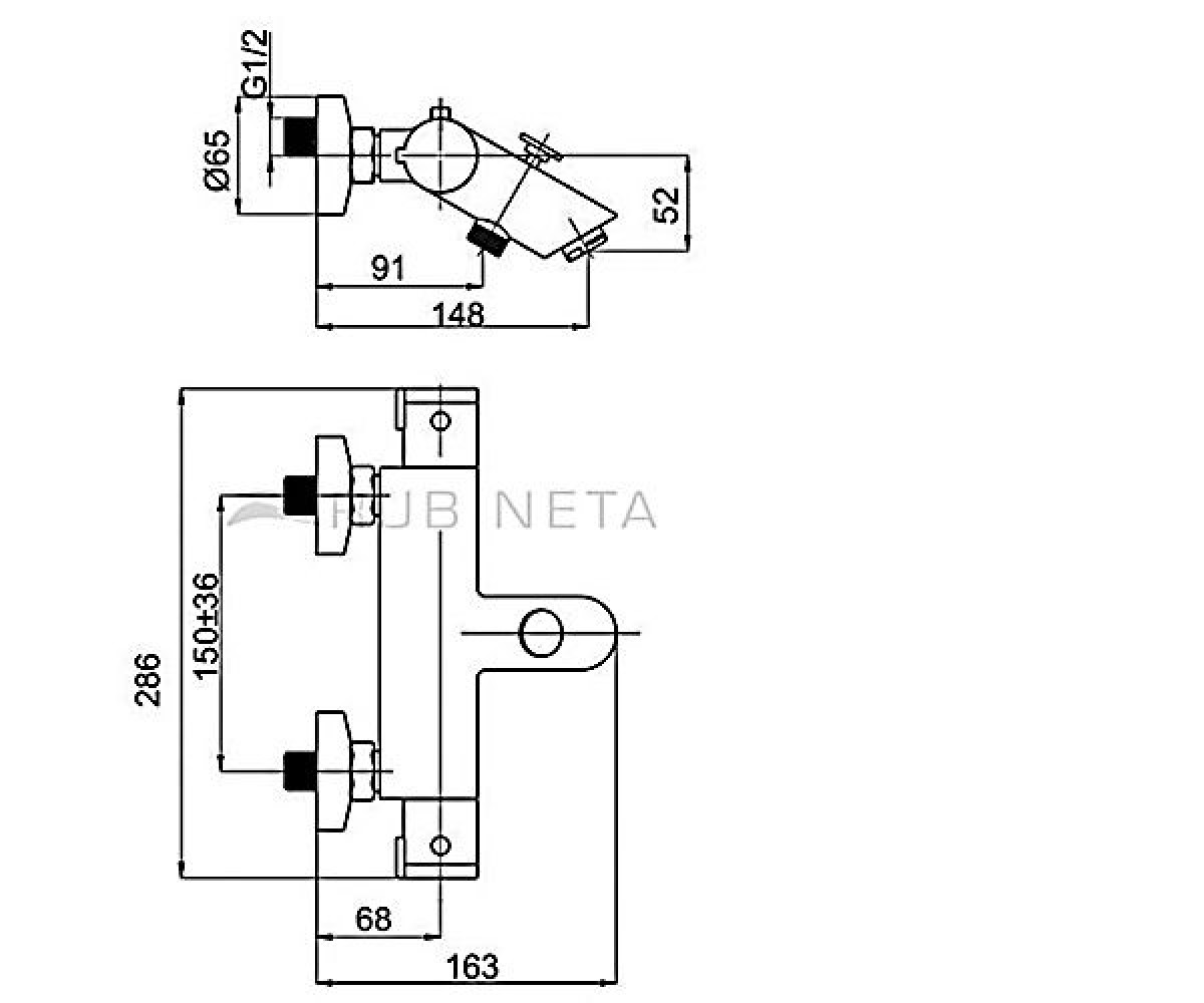 Смеситель для ванны  THERMO H10008:Чертеж 
