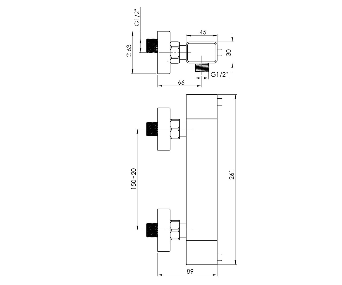 Термостатический смеситель  THERMO H2S0008:Чертеж 
