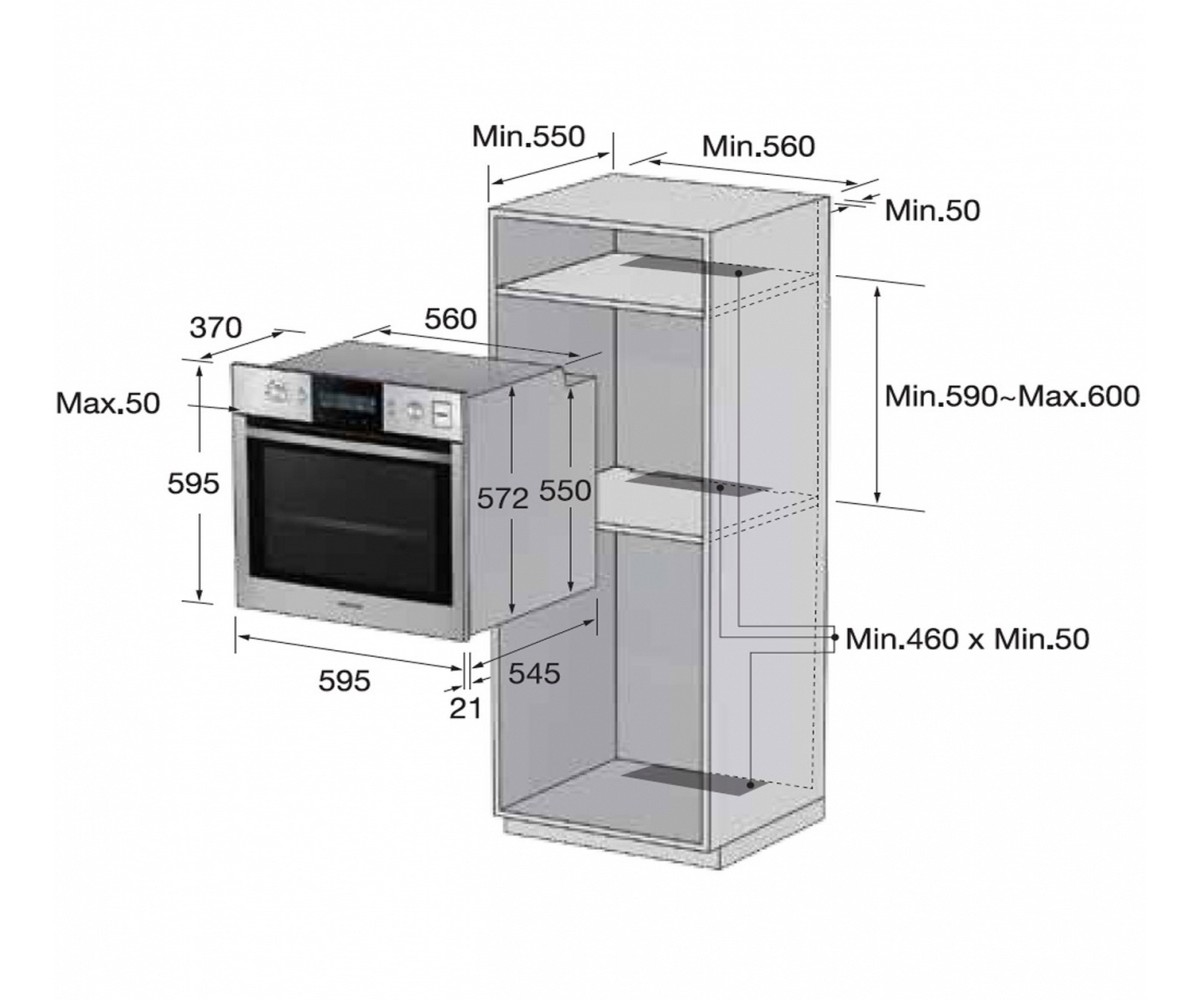 Духовка электрическая  BQ1VD6T131:Чертеж 