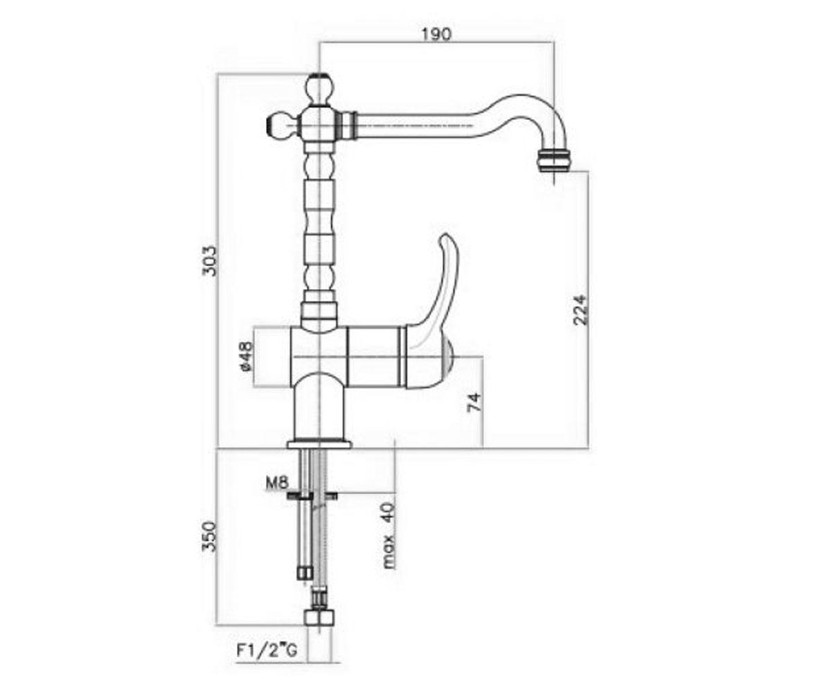 Латунный смеситель  JAFAR 074206022:Чертеж 